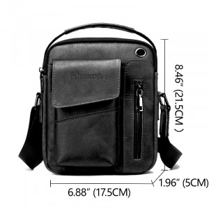 Geanta messenger barbati Oliver din piele naturala neagra - Img 10