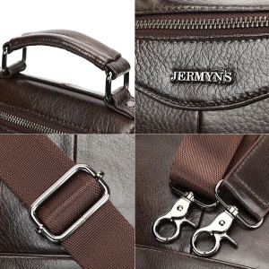 Geanta messenger barbati, piele naturala, JERMYN'S Bristol, maro inchis - Img 11