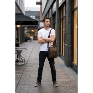 Geanta messenger barbati, piele naturala, JERMYN'S Bristol, maro inchis - Img 2