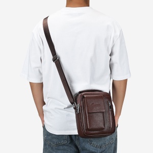 Geanta messenger barbati, piele naturala, JERMYN'S Lincoln, maro - Img 6