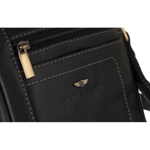Geanta messenger barbati, piele naturala, PETERSON Antonio, neagra - Img 7