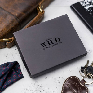 Portofel barbati Always Wild RFID Clifford din piele naturala maro coniac cu inchidere prin capsa - Img 11