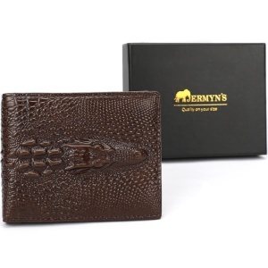 Portofel bărbați din piele naturală cu patern crocodile JERMYN'S Sorrento, RFID, slim, maro inchis