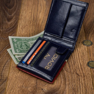 Portofel casual barbati ROVICKY Tommy slim RFID din piele naturala bleumarin navy si grena - Img 12