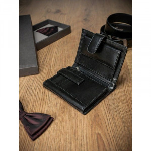 Portofel negru elegant barbati din piele naturala Pierre Andreus RFID cu inchidere prin capsa - Img 7