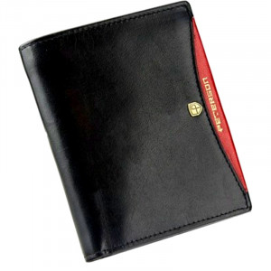Portofel premium barbati PETERSON RFID Francesco din piele naturala neagra cu detaliu rosu - Img 12