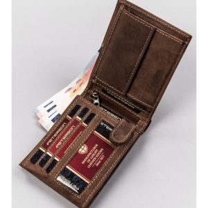 Portofel premium barbati, piele naturala, PETERSON Hunter, RFID, maro - Img 6