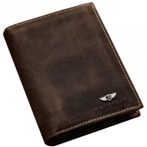 Portofel premium vertical barbati piele naturala maro PETERSON RFID Hunter - Img 12