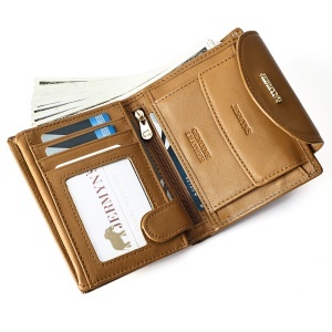 Portofel scurt dama, piele naturala, JERMYN'S Valencia, RFID, maro caramel - Img 6