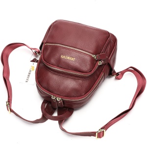 Rucsac dama JERMYN'S Bologna, piele naturala, rosu burgund, compact - Img 5