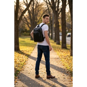 Rucsac din piele naturala neagra JERMYN'S Tommy - Img 5