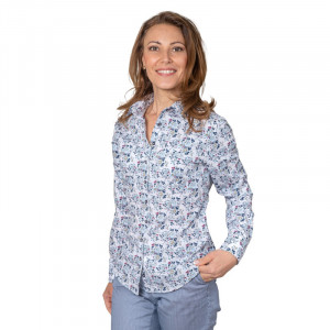 Camasa alba dama Luxury Slim Fit EASY IRON cu imprimeu floral - Img 2