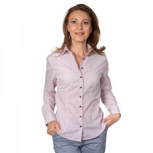 Camasa alba dama Luxury Slim Fit EASY IRON cu structuri grena - Img 5