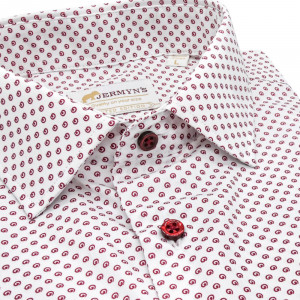 Camasa alba regular casual barbati cu structuri grena Luxury Classic Fit EASY IRON