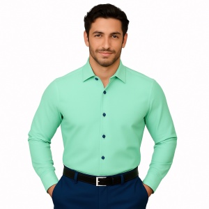 Camasa casual verde menta slim barbati Luxury Slim Fit EASY IRON