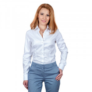 Camasa premium alba dama diagonal Luxury Slim Fit EASY IRON - Img 5