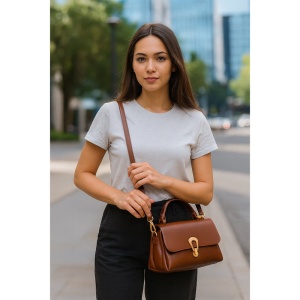Geanta dama, piele naturala, JERMYN'S Evora, maro caramel - Img 5