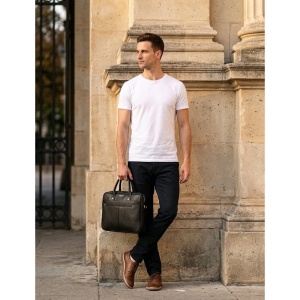 Geanta laptop, piele naturala, JERMYN'S Austin, neagra - Img 2