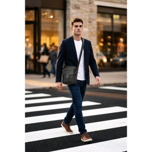 Geanta messenger barbati din piele naturala neagra JERMYN'S Cambridge - Img 2