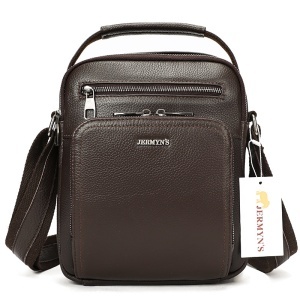 Geanta messenger barbati, piele naturala, JERMYN'S Boston, maro inchis