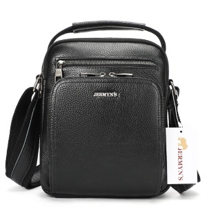 Geanta messenger barbati, piele naturala, JERMYN'S Boston, neagra