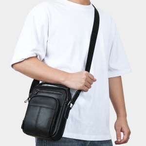 Geanta messenger barbati, piele naturala, JERMYN'S Kansas, neagra - Img 4