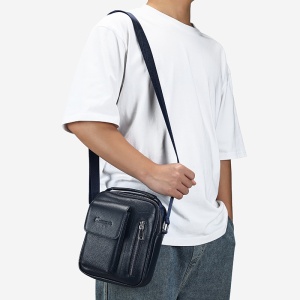 Geanta messenger barbati, piele naturala, JERMYN'S Lincoln, bleumarin - Img 5
