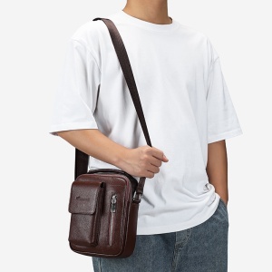 Geanta messenger barbati, piele naturala, JERMYN'S Lincoln, maro - Img 5