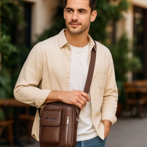 Geanta messenger barbati, piele naturala, JERMYN'S Lincoln, maro - Img 2