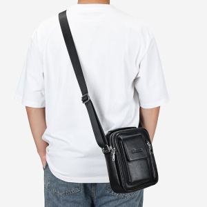 Geanta messenger barbati, piele naturala, JERMYN'S Lincoln, neagra - Img 6