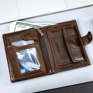 Portofel barbati JERMYN'S Rimini RFID din piele naturala maro cu inchidere prin capsa - Img 4