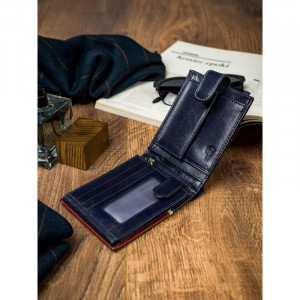 Portofel casual barbati ROVICKY Tommy slim RFID din piele naturala bleumarin navy si grena cu inchidere prin capsa - Img 9