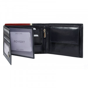 Portofel casual barbati ROVICKY Tommy slim RFID din piele naturala bleumarin navy si grena - Img 4