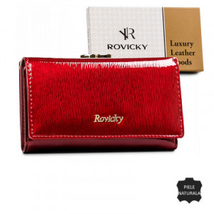 Portofel dama, scurt, piele naturala, ROVICKY Daisy, rosu
