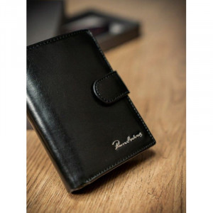 Portofel negru elegant barbati din piele naturala Pierre Andreus RFID cu inchidere prin capsa - Img 3