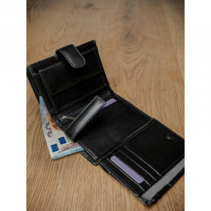 Portofel negru elegant barbati din piele naturala Pierre Andreus RFID cu inchidere prin capsa - Img 12