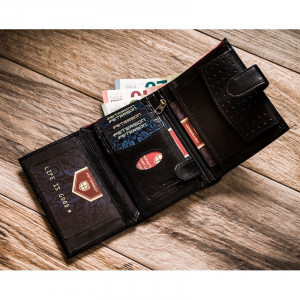 Portofel premium barbati PETERSON RFID Leon din piele naturala neagra cu inchidere prin capsa - Img 8