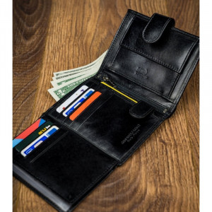 Portofel premium barbati ROVICKY Jake RFID din piele naturala neagra cu inchidere prin capsa - Img 11