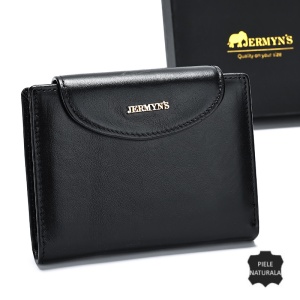 Portofel scurt dama, piele naturala, JERMYN'S Valencia, RFID, negru