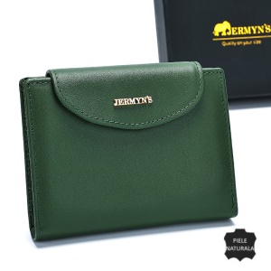 Portofel scurt dama, piele naturala, JERMYN'S Valencia, RFID, verde inchis