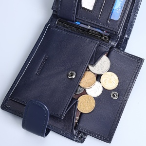 Portofel slim barbati JERMYN'S Bergamo RFID din piele naturala bleumarin cu inchidere prin capsa - Img 9