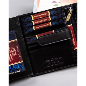 Portofel vertical barbati PETERSON Arthur RFID din piele naturala neagra cu inchidere prin capsa - Img 8
