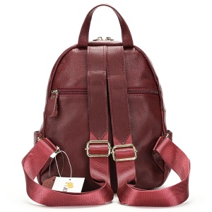 Rucsac dama JERMYN'S Bologna, piele naturala, rosu burgund, compact - Img 6