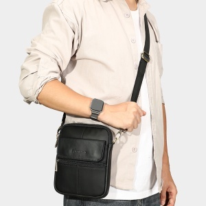 Borseta barbati din piele naturala JERMYN'S York, neagra, slim - Img 2