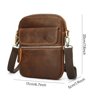 Borseta barbati din piele naturala nubuck JERMYN'S York, maro - Img 6