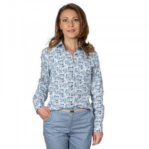 Camasa alba dama Luxury Slim Fit EASY IRON cu imprimeu floral - Img 3