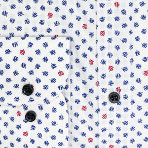 Camasa alba regular casual barbati cu mini trifoi bleumarin si rosu Luxury Classic Fit EASY IRON - Img 4