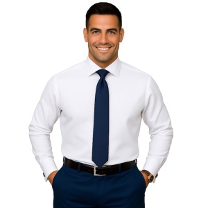 Camasa alba regular office barbati pentru butoni Royal Oxford Luxury Classic Fit