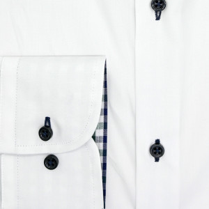 Camasa alba slim barbati Luxury Slim Fit EASY IRON cu garnitura in carouri verzi si bleumarin - Img 5