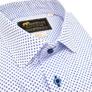 Camasa barbati alba regular Luxury Classic Fit EASY IRON cu buline albastre - Img 2
